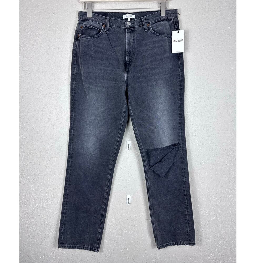 NWT RE/DONE 70's Straight Faded Black With Knee Distress Womens Size 31